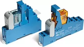 Finder Relės sukabinimo modulis 15,8mm 2P 8A 24V DC, AgNI kontaktai, sraigtiniai terminalai, DIN 35mm bėgio (48.52.7.034.0050SMA)