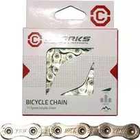 Clarks Cycle chain YBN C11 ŠIMANO CAMPAGNOLO SRAM (11 Gaars, CP 1 / 2 x11 / 128), 116 ląstelių, 5,6 mm, grandinės klipas) Sidabro standartas