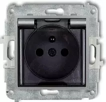 Karlik MINI Purslų nepraleidžiantis lizdas su/iš IP44 su langinėmis, dūmų sklendė, metalinis sidabras 7MGPB-1zdp