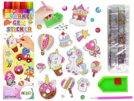 Lean Toys Mozaikos lipdukų rinkinys su vienaragiais ir saldainiais