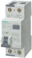 Siemens Kombinuotas grandinės pertraukiklis RCBO tipo A 30mA 10kA 1+N B10A 5SU1354-6KK10