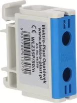 Elektro Plast 48.550 1 polių paskirstymo-šakos blokas AL/CU 2.5-50mm2 mėlyna plokščias montavimas ir TH bėgelis WLZ35P/50/n 48.550