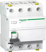 Schneider Electric Liekamosios srovės grandinės pertraukiklis iID 4P 63A 100mA tipas AC A9Z12463