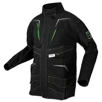 Darbinė striukė NEO Premium PRO XL, juoda/neoninė žalia, 12 kišenių