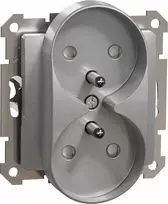 Schneider Electric Sedna Design, 2x2P+PE lizdas su langinėmis rėmo sistemai, sidabrinis aliuminis