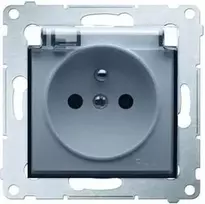Kontakt-Simon Hermetic vieno lizdo lizdas SIMON54 be 16A IP44 sidabrinis matinis - DGZ1BUZ.01/43A