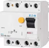 Eaton Liekamosios srovės grandinės pertraukiklis 4P 40A 0,1A 10kA tipas S/F FRCMM-40/4/01-S/F 187433