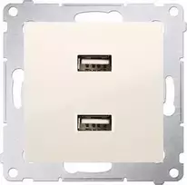 Kontakt Simon SIMON 54 modulis kreminė įkroviklis 2x USB tipo A+A 5V 2.1A DC varžtiniai gnybtai 230V