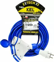 KEL Konstrukcinis ilgintuvas 3 lizdų be 10m /H07BQ-F 3x1.5/ IP54 pilka/mėlyna W-01181