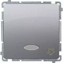 Kontakt-Simon Bell mygtukas Simon Basic single su vidiniu apšvietimu 10AX 250V sidabro kilimėlis (BMD1L.01 / 43)