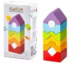 Cubika Edukacinė medinė piramidė EKO bokštas, 8 detalių