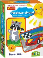 Ranok Smėlio paveikslai - Meškėnas ir automobilis