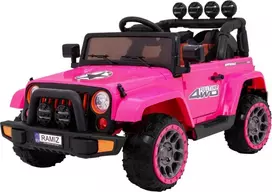 Ramiz Visureigis "Full Time 4WD" vaikams Rožinis + 4x4 pavara + Nuotolinio valdymo pultas + LED garso signalas + Daiktadėžė