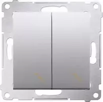 Kontakt-Simon Dvivietis laiptų sujungimas su LED pašvietimu 10AX 250V sraigtiniai terminalai sidabro metalizuotas kilimėlis (DW6 / 2L.01 / 43)
