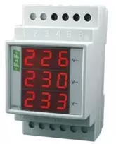 F&F 3fazės skaitmeninis modulinis voltmetras 100- 300V, AC tikslumas 1% DMV-3