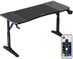 Kompiuterio stalas reguliuojamo aukščio Huzaro Hero 3.6 RGB, 140 cm x 60 cm, 56 - 79 cm, juoda sp.