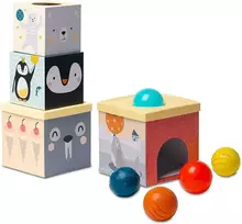 Taf Toys lavinamasis žaislas kubų bokštas North Pole Ball Drop Stacker