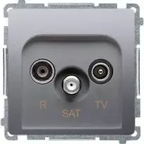 Kontakt-Simon Simon Basic R- TV- SAT antenos lizdas galutinis inox (BMZAR- SAT1.3 / 1.01 / 21)