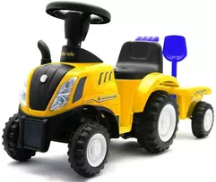 Baby Mix New Holland geltonas traktorius su traktoriumi ir įrankiais