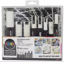 Posca - 8 Nib Size Baltas Set (401618)