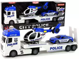 Lean Cars Policijos rinkinys su vilkiku, automobiliu ir sraigtasparniu