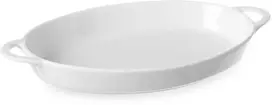 Ovali kepimo indas su rankenomis 215x140x35mm baltas porcelianas - Hendi 784013