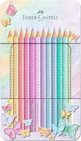 Spalvoti pieštukai Faber-Castell Sparkle, 12 spalvų, metalinėje dėžutėje