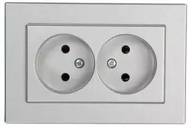 Kištukinis lizdas 2 vietų be įžeminimo RP16-020 XP500 metallic Vilma