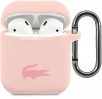 Lacoste Liquid silikoninis Glossy Printing Logo dėklas skirtas Apple AirPods 1/2 rožinės spalvos