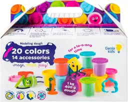 Natūralaus plastilino modelino rinkinys Fantazijų puokštė Genio Kids 20 spalvų