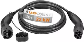 Kabelis EV PHEV Type 2 LAPP 22kW 32A juoda 5m