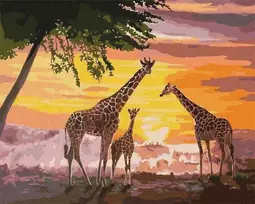 Ideyka Tapyba pagal skaičius - Šeima žirafa 40x50cm