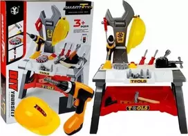 Lean Toys Žaislinis dirbtuvių įrankių rinkinys su dviem aukštais ir akumuliatoriniu gręžtuvu