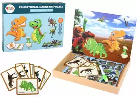 Edukacinių magnetinių kortelių su dinozaurais rinkinys Lean Toys