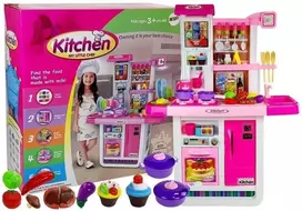 Vaikiška virtuvėlė Lean Toys su priedais ir jutikliniu ekranu