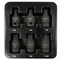 Smūginiai antgaliai | 12,5 mm (1/2") | T-Star (Torx)T55-T100 6 vnt