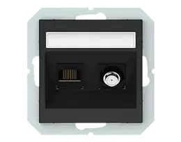 Harry Potter Palydovinės antenos ir kompiuterio lizdas QUADRUM QR 1000, SAT+RJ45, be rėmelio, juodas
