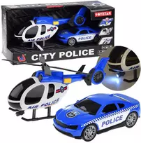 Jokomisiada Policijos transporto priemonių rinkinys Auto Helicopter Sound Light ZA4626