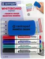 Centropen, lentos žymeklių rinkinys 8559, spalvotas, 4vnt., 2,5mm, alkoholio pagrindo žymeklių rinkinys + magnetinė kempinė