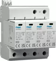 Hager Viršįtampių ribotuvas B + C T1 tipas + T2 MOV 4P TN-S / TT SPA931