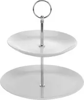 Excellent Houseware Porcelianinė serviravimo lėkštė 2 aukštų 21 cm