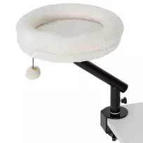 PawHut Katės lova ant stalo, 360° pasukama, reguliuojamo aukščio, su nuimamu ir skalbiamu mašinoje guoliu, skirta katėms iki 6 kg, namų biurui, kreminės baltos spalvos