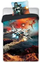 MCU Patalynė bawełniana 140x200 Gamer 019 młodzieżowa statek kosmiczny planeta galaktyka dla gracza oranžinė pilka 9043