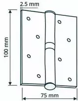 Haushalt Durų lankstai,100 x 75 x 2.5 mm, mat. nikelio spal., 2 vnt.
