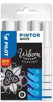 Pilot Pen „Pilot Pintor“, 4 vnt., Balta, Teptukas/Plonas antgalis, Balta, Apvali, Vandeniniai dažai