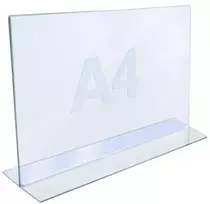 Plakatas Twinco TWIN AGENDA akrilinis stendas A4, T formos stovas, horizontalus, skaidrus akrilas