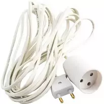 Thorkild Larsen E-line prailgintuvas 2x0,75 - H03VVH2-F, baltas usb, 230V/10A, plastikinis kabelis, 5m