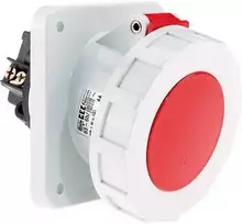 BALS CEE lizdas H6 400V 63A 5 polių, raudonas įleidžiamas kampinis, flanšas 100x92 mm IP67, poliamidas