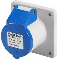 BALS CEE įleidžiamas lizdas H6 230V 16A 3 polių mėlynas tiesus flanšas 75x75 mm, „Quick Connect®“ IP44, poliamidas