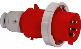 BALS CEE kištukas H6 400V 32A 5 polių raudonas, su „Multigrip“, greito prijungimo TE-Plus kištukas. IP67, poliamidas.